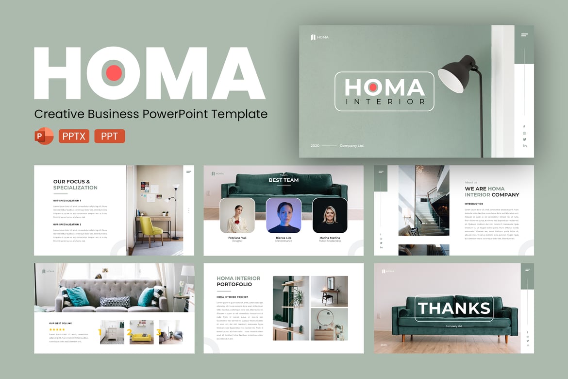 Homa – Template PowerPoint Bisnis Kreatif yang Menarik