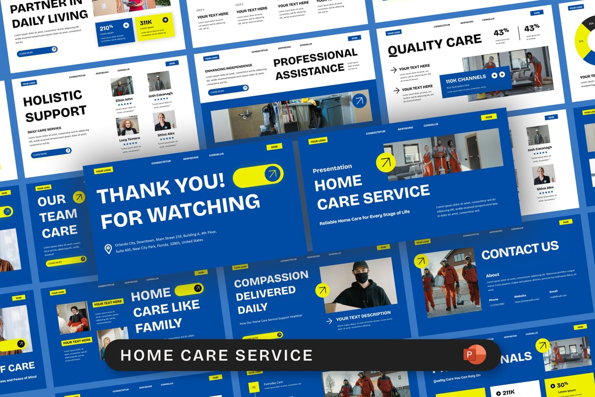 Template Presentasi PowerPoint Layanan Perawatan Rumah yang Profesional