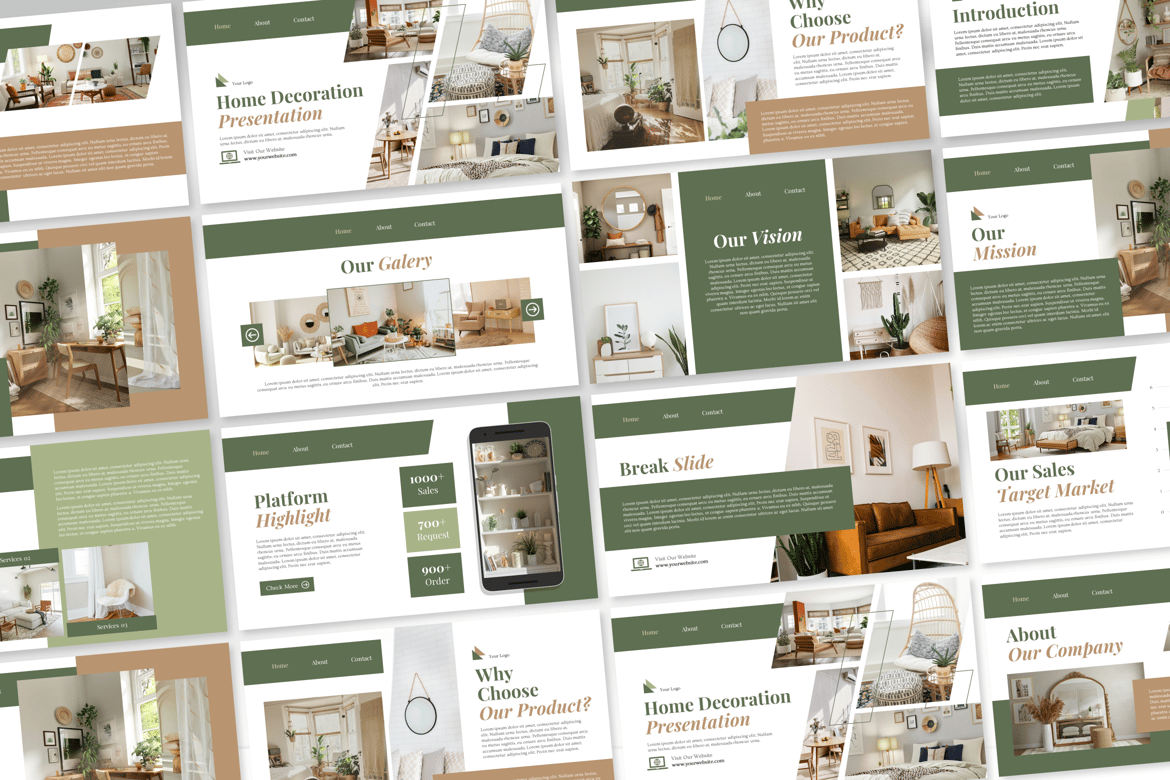Template PowerPoint Dekorasi Rumah yang Menawan