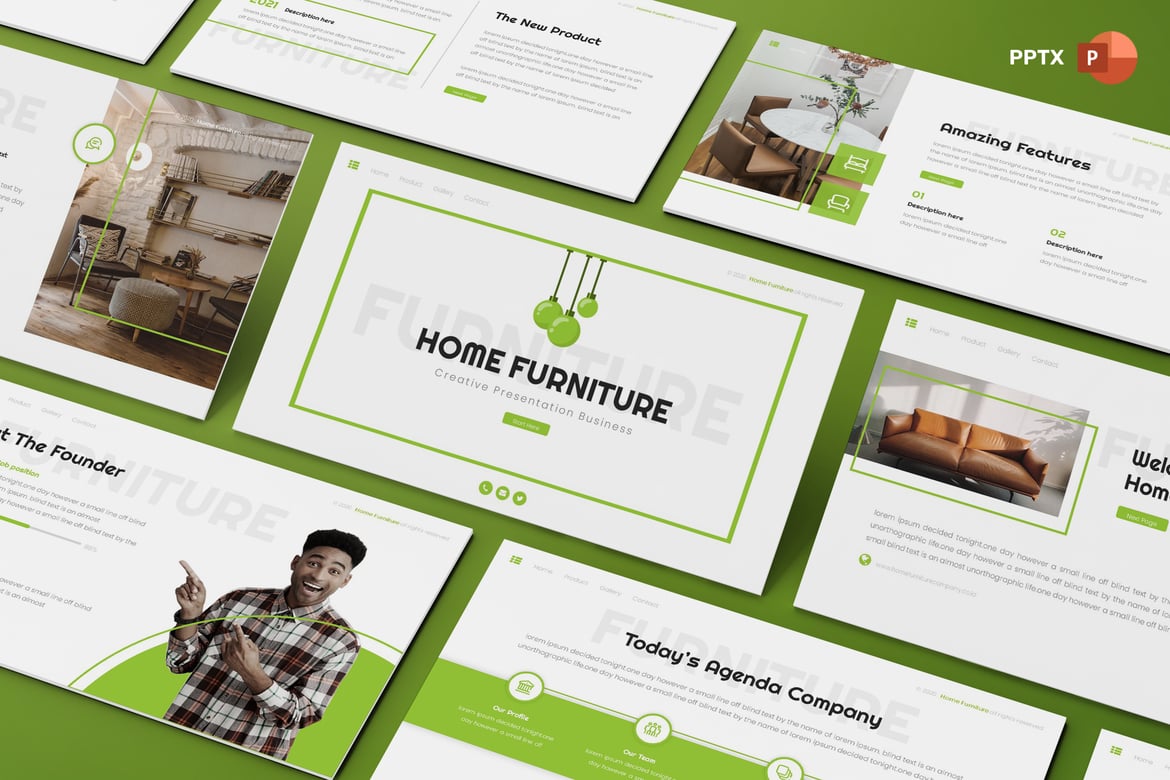 Template Presentasi PowerPoint Furnitur Rumah yang Menarik dan Profesional