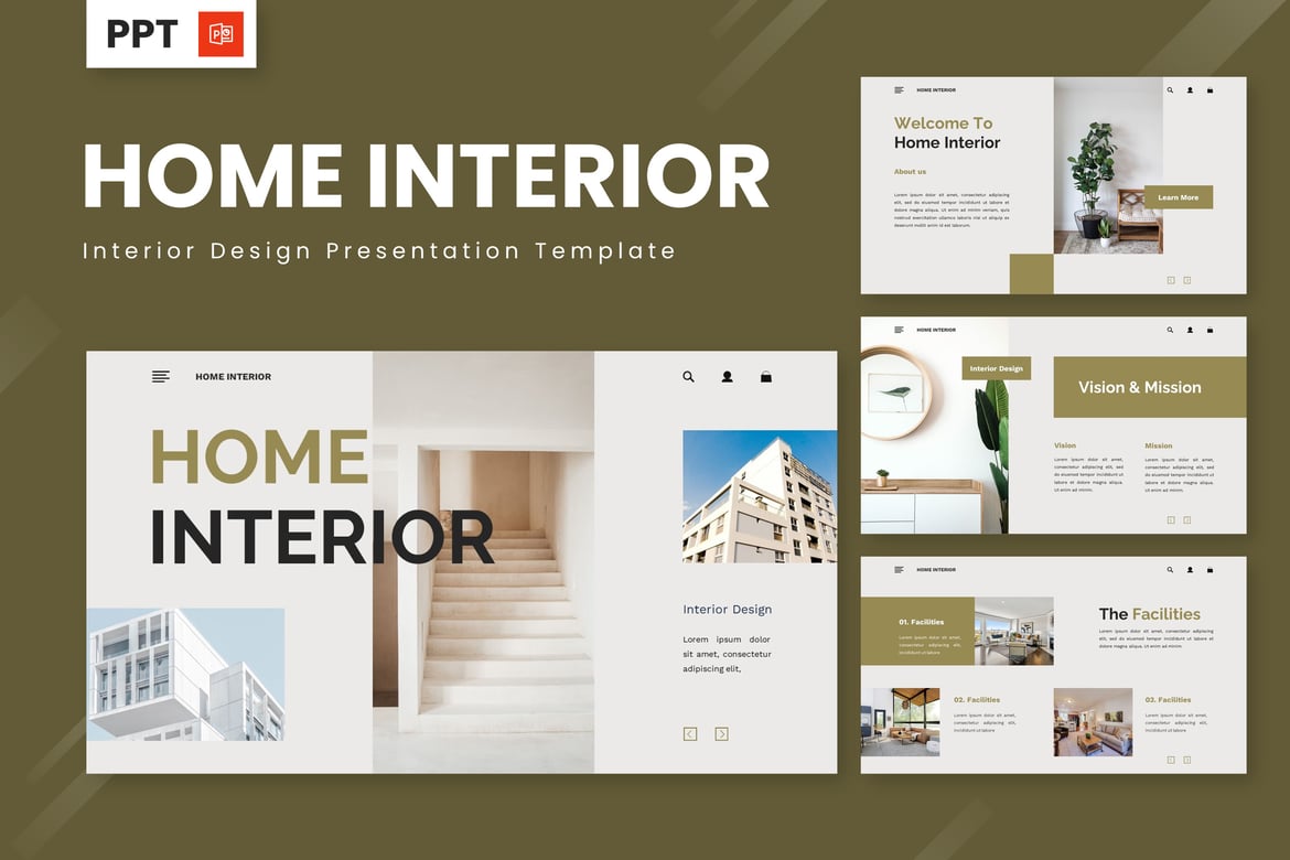 Template PowerPoint Desain Interior Rumah yang Menarik