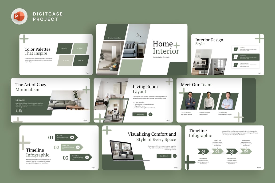Template Presentasi PowerPoint Interior Rumah Modern