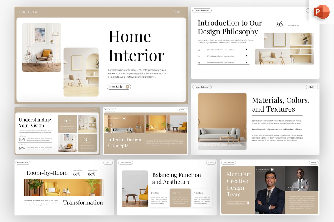 Template PowerPoint Interior Rumah yang Elegan dan Profesional