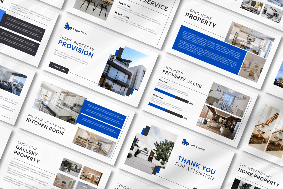 Template Presentasi PowerPoint Identitas Properti Rumah yang Modern