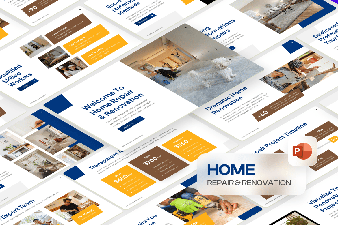 Template PowerPoint Renovasi dan Perbaikan Rumah yang Modern