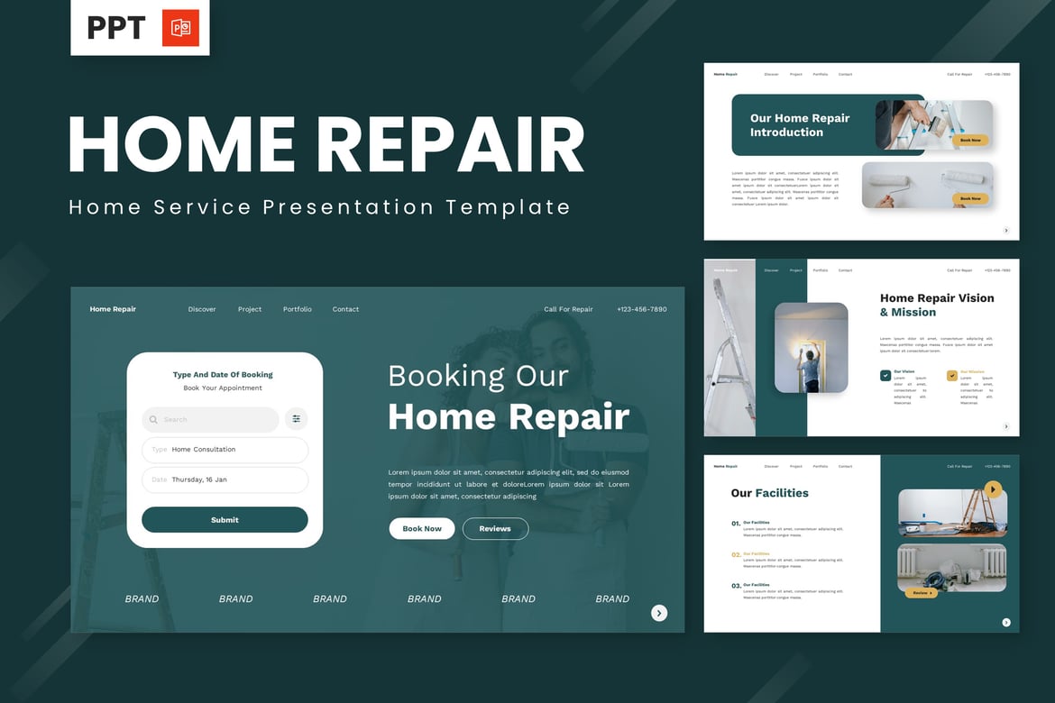 Template PowerPoint Layanan Perbaikan Rumah yang Menarik