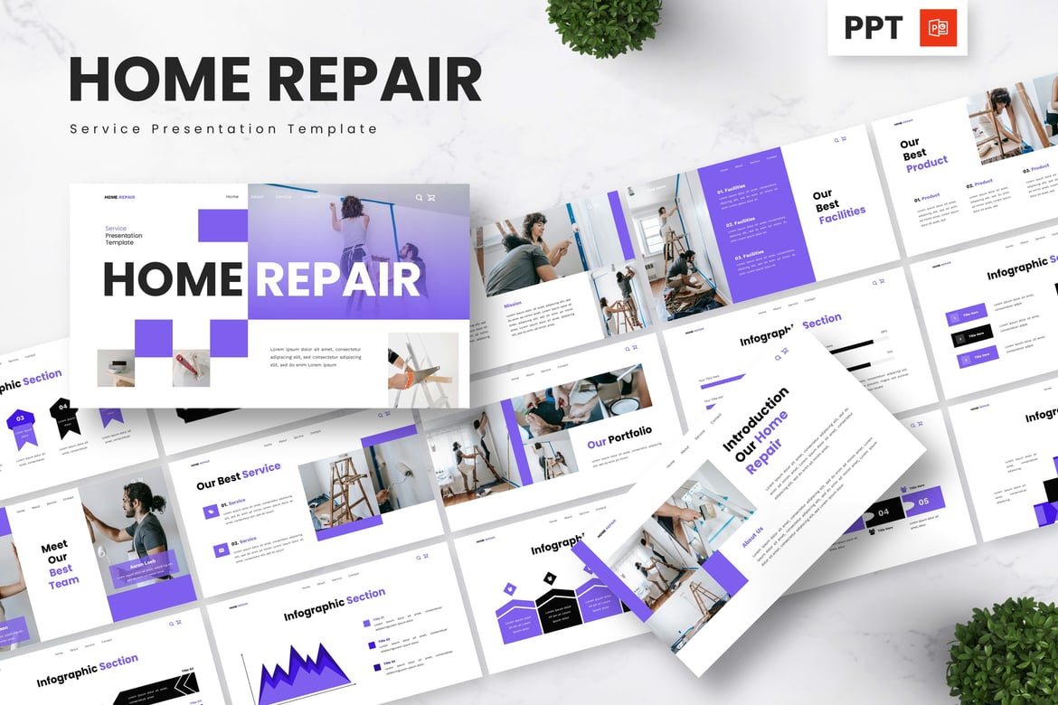 Template PowerPoint Layanan Perbaikan Rumah yang Menarik