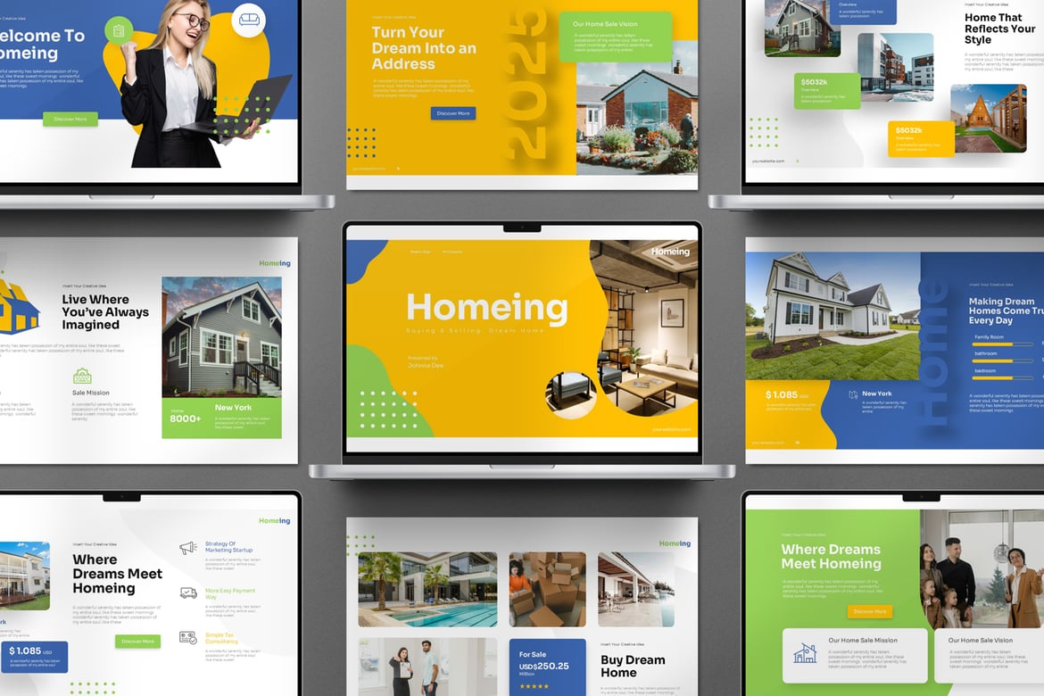 Template Presentasi PowerPoint Homeing yang Menawan