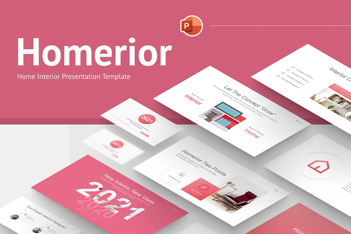 Template PowerPoint Interior Rumah Minimalis Homerior yang Menarik