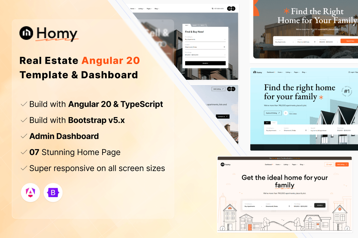 Homy - Template Website Real Estate Angular 20 yang Modern dan Efisien