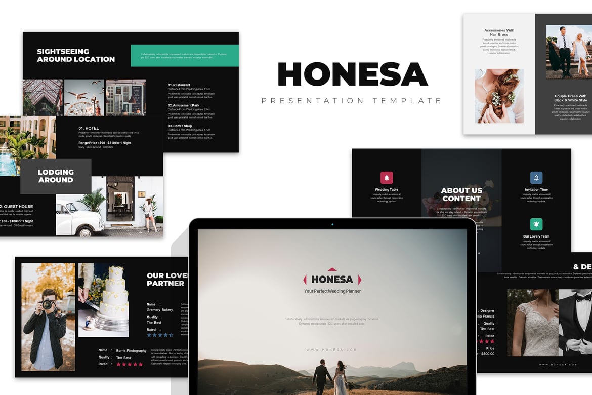 Honesa: Template PowerPoint Perencana & Pengatur Pernikahan yang Menawan