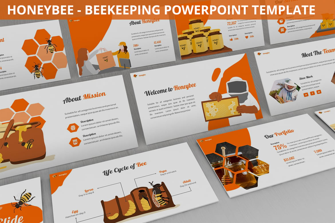 Template Powerpoint Beekeeping - Honeybee yang Modern dan Menarik