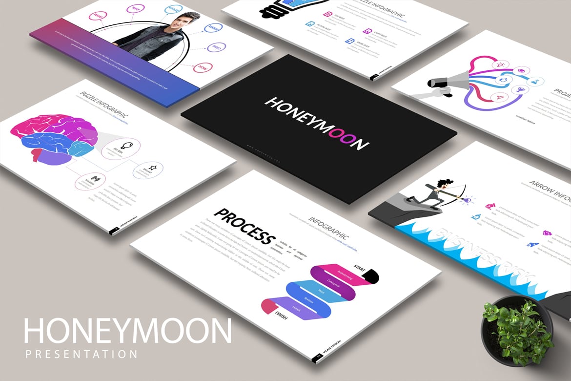 Template Presentasi Powerpoint Bulan Madu yang Menarik