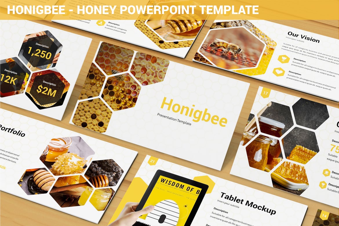 Template Powerpoint Honigbee - Desain Modern dengan Tema Hexagon