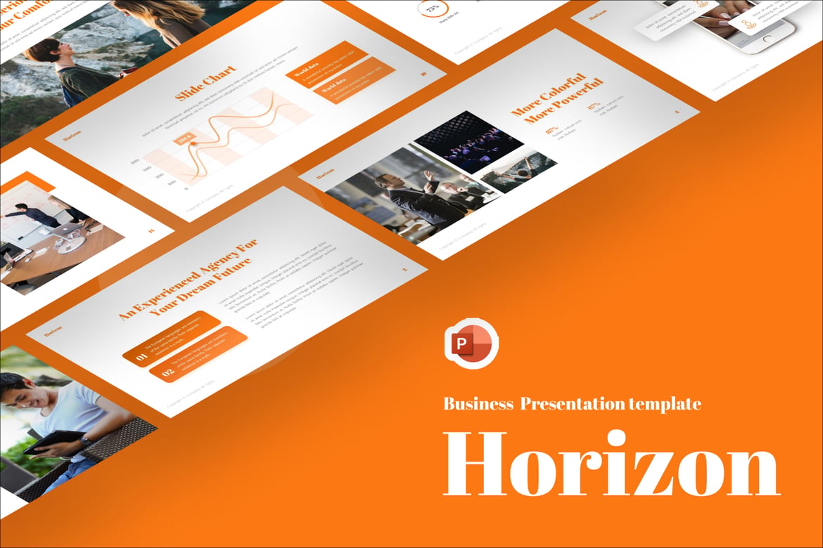 Template PowerPoint Bisnis Horizon yang Menarik