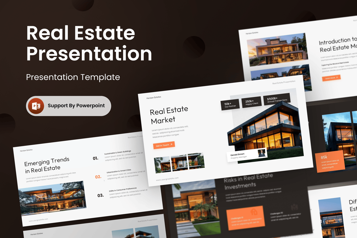 Template Presentasi PowerPoint Horizon Estates untuk Real Estate yang Menarik