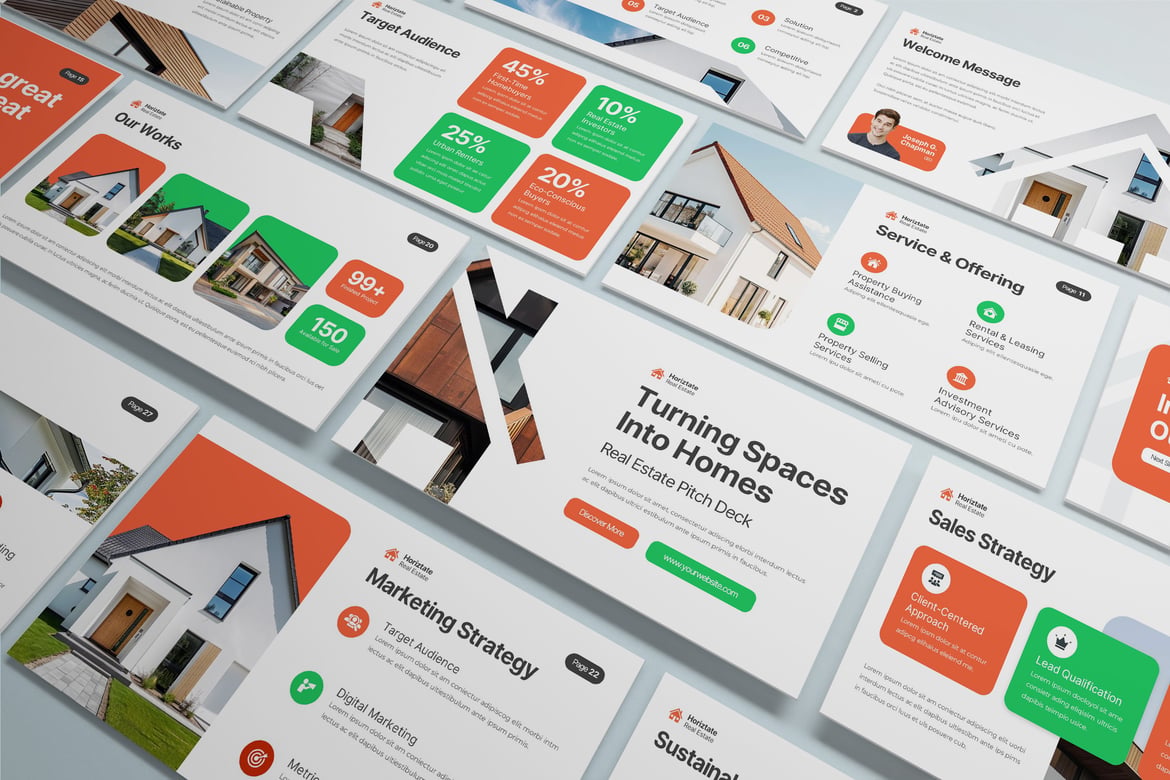 Template PowerPoint Real Estate Horiztate yang Modern dan Profesional