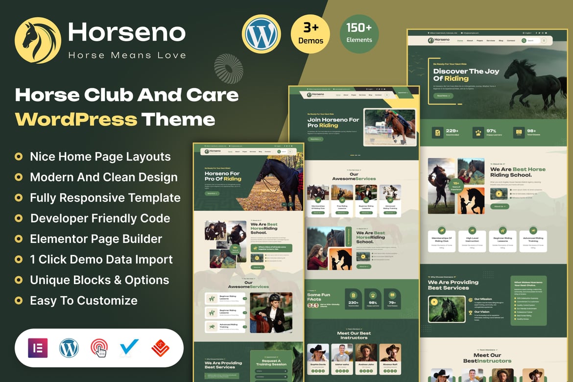 Horseno - Tema WordPress untuk Klub Berkuda & Olahraga Berkuda