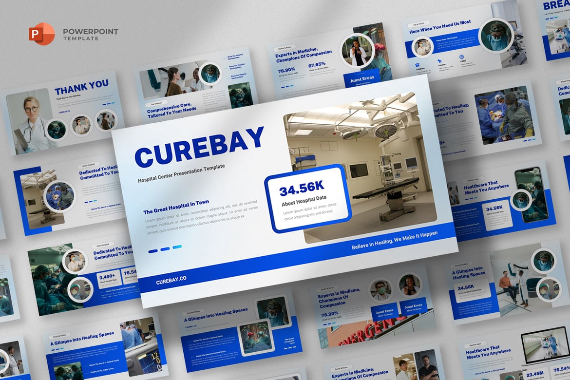 Template Presentasi PowerPoint Rumah Sakit dan Kesehatan yang Profesional