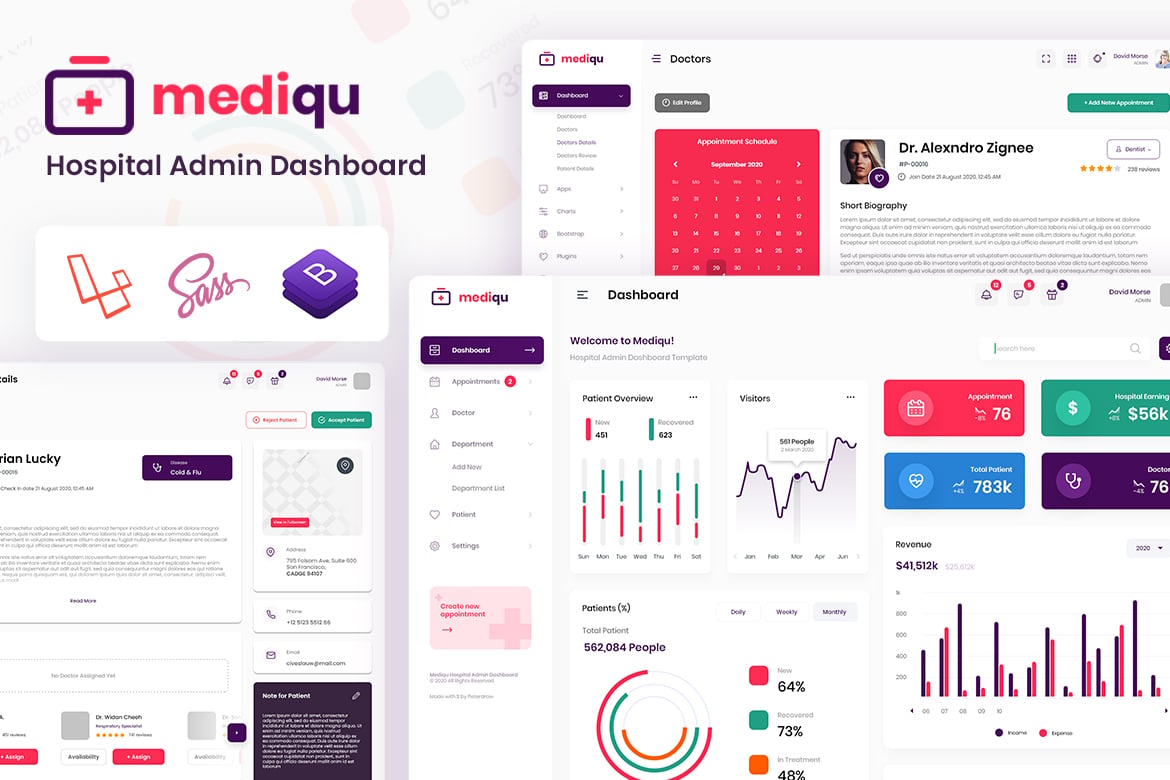 Template Website Dashboard Admin Rumah Sakit Laravel & Bootstrap yang Modern