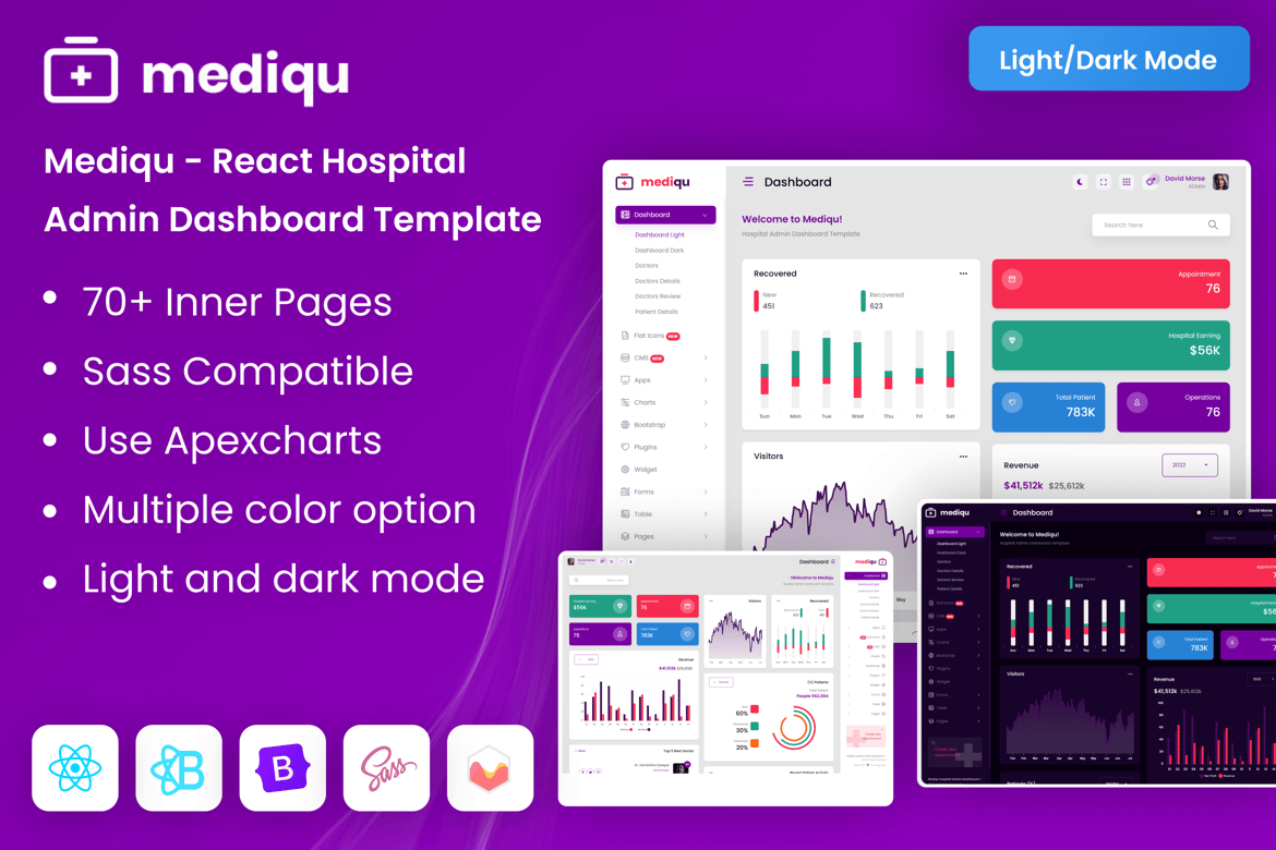 Template Dashboard Admin Rumah Sakit Berbasis React yang Modern