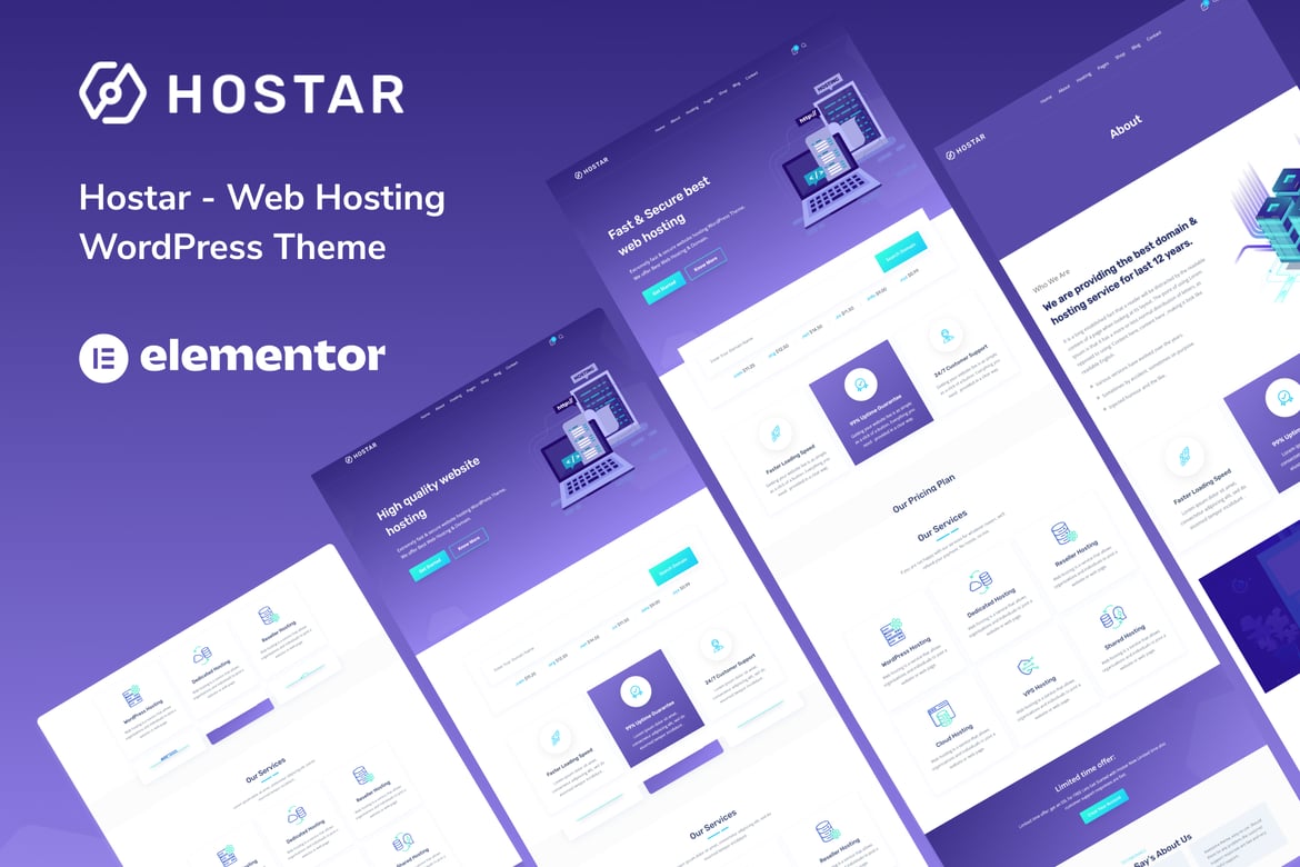 Hostar - Tema WordPress Web Hosting Modern dan Elegan
