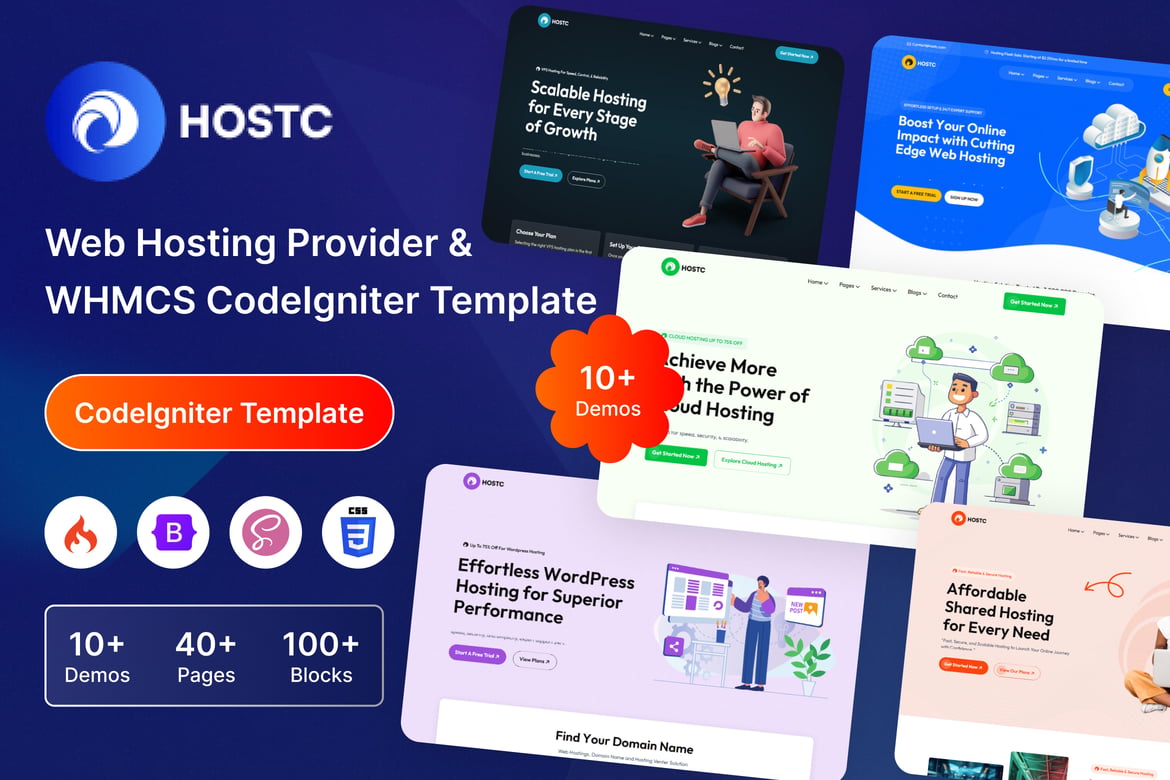 HostC - Template Website Hosting & WHMCS CodeIgniter yang Modern dan Responsif