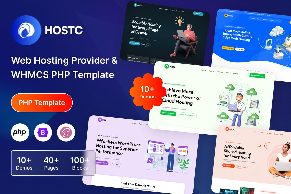 Hostc - Template Web Hosting Modern & Profesional dengan WHMCS
