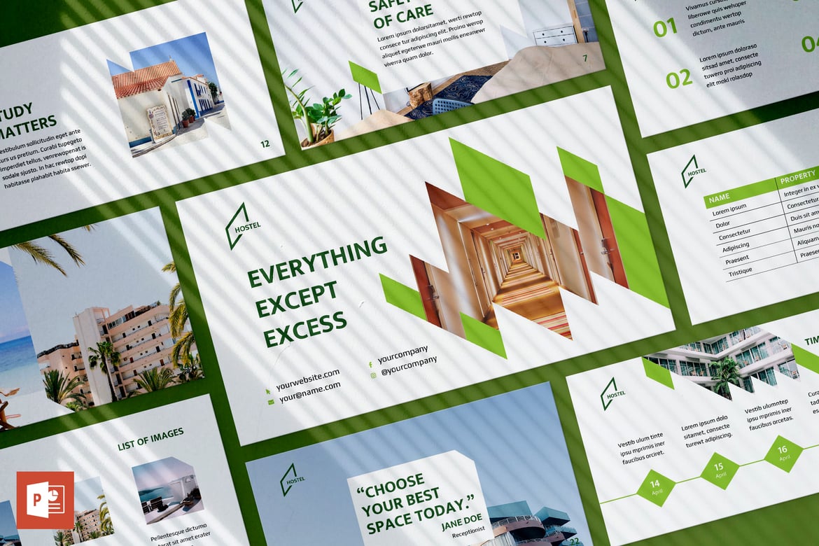Template Presentasi PowerPoint Hostel yang Menarik