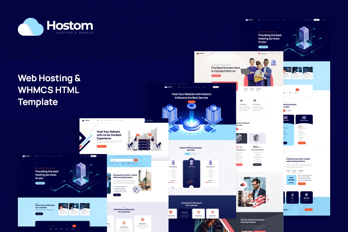 Hostom - Template HTML untuk Web Hosting & WHMCS yang Modern