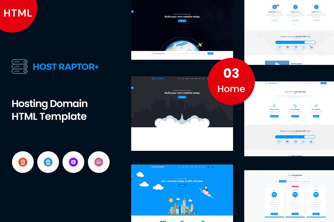 Template Website HostRaptor Plus - Solusi Hosting yang Sempurna