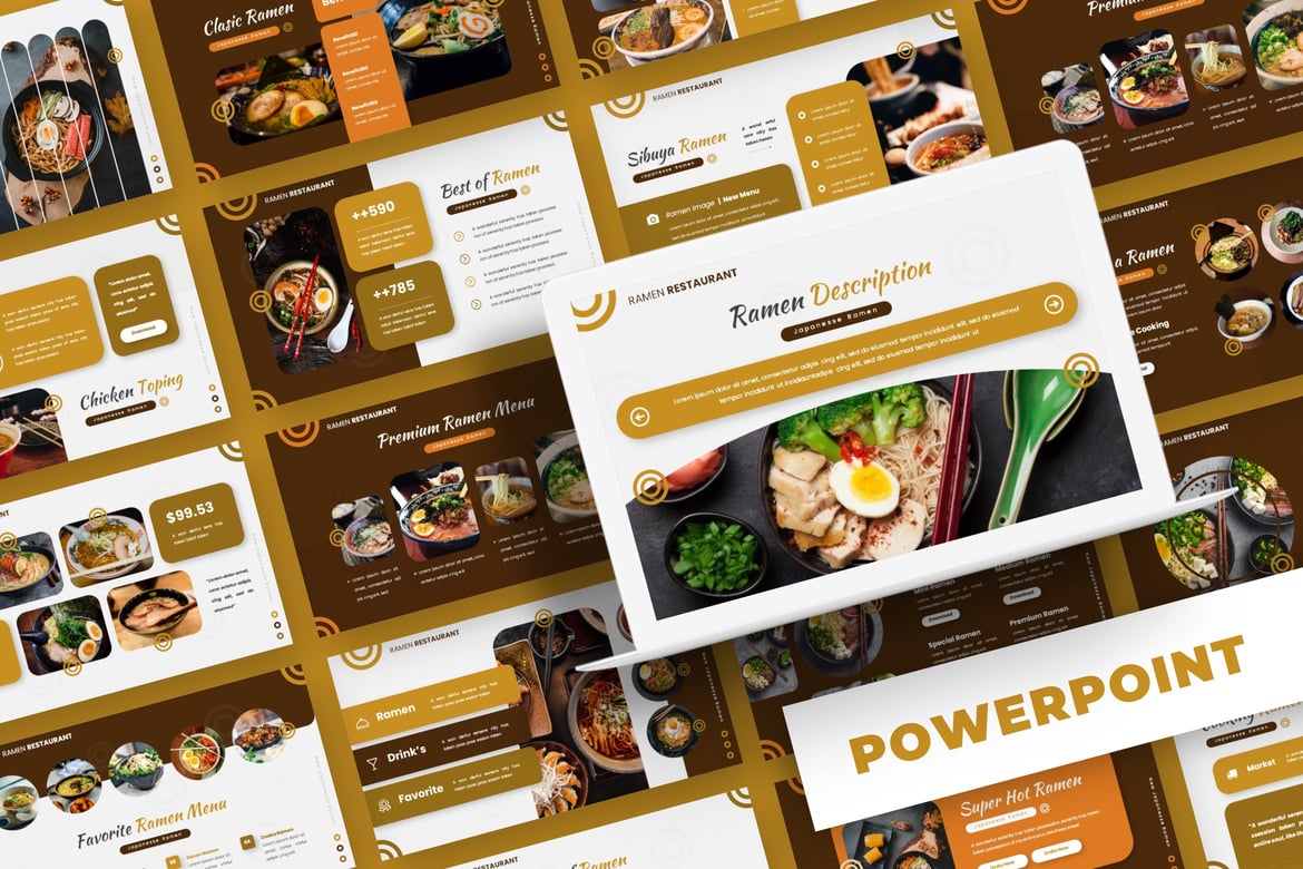 Template Presentasi PowerPoint Hot Ramen - Solusi Kreatif untuk Semua Kebutuhan
