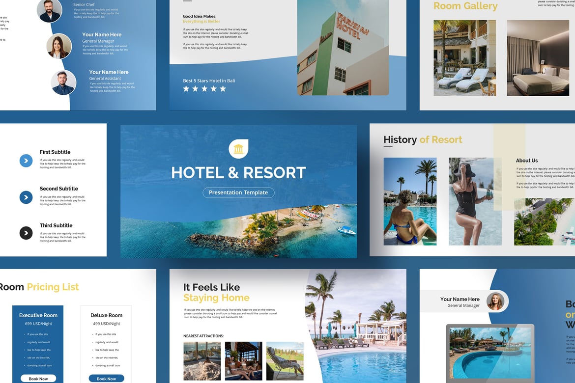 Template Presentasi PowerPoint untuk Hotel & Resort yang Menarik