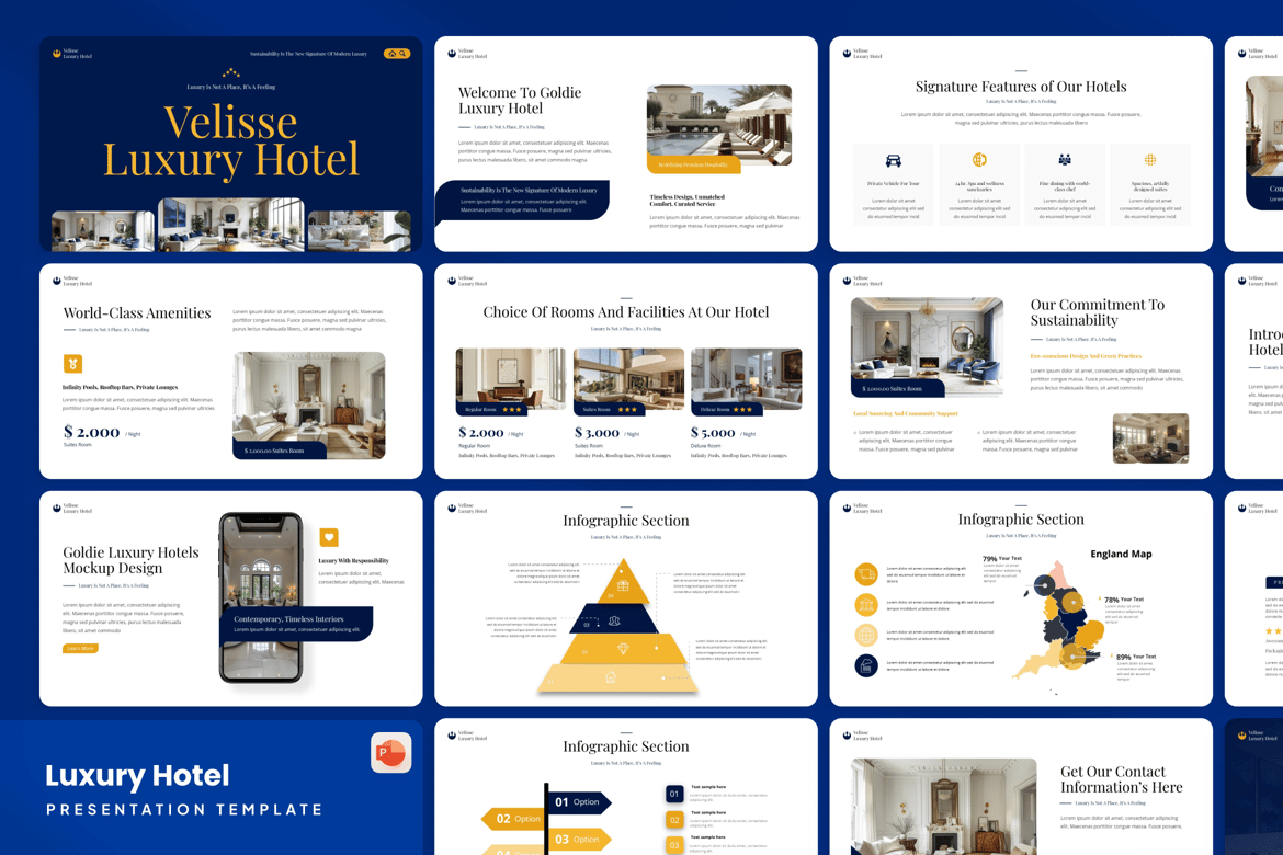 Template PowerPoint Hotel & Perjalanan Mewah yang Menawan