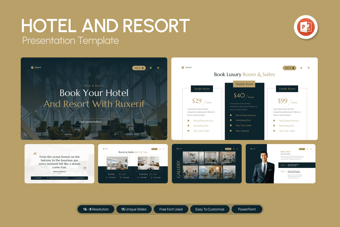 Template PowerPoint Hotel dan Resor yang Menarik dan Profesional