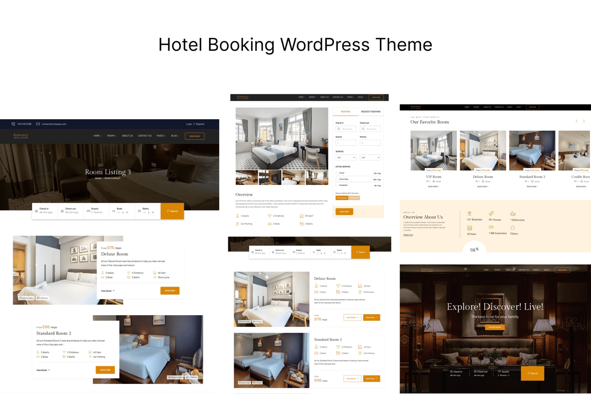 Tema WordPress Pemesanan Hotel - Romancy yang Mewah dan Modern