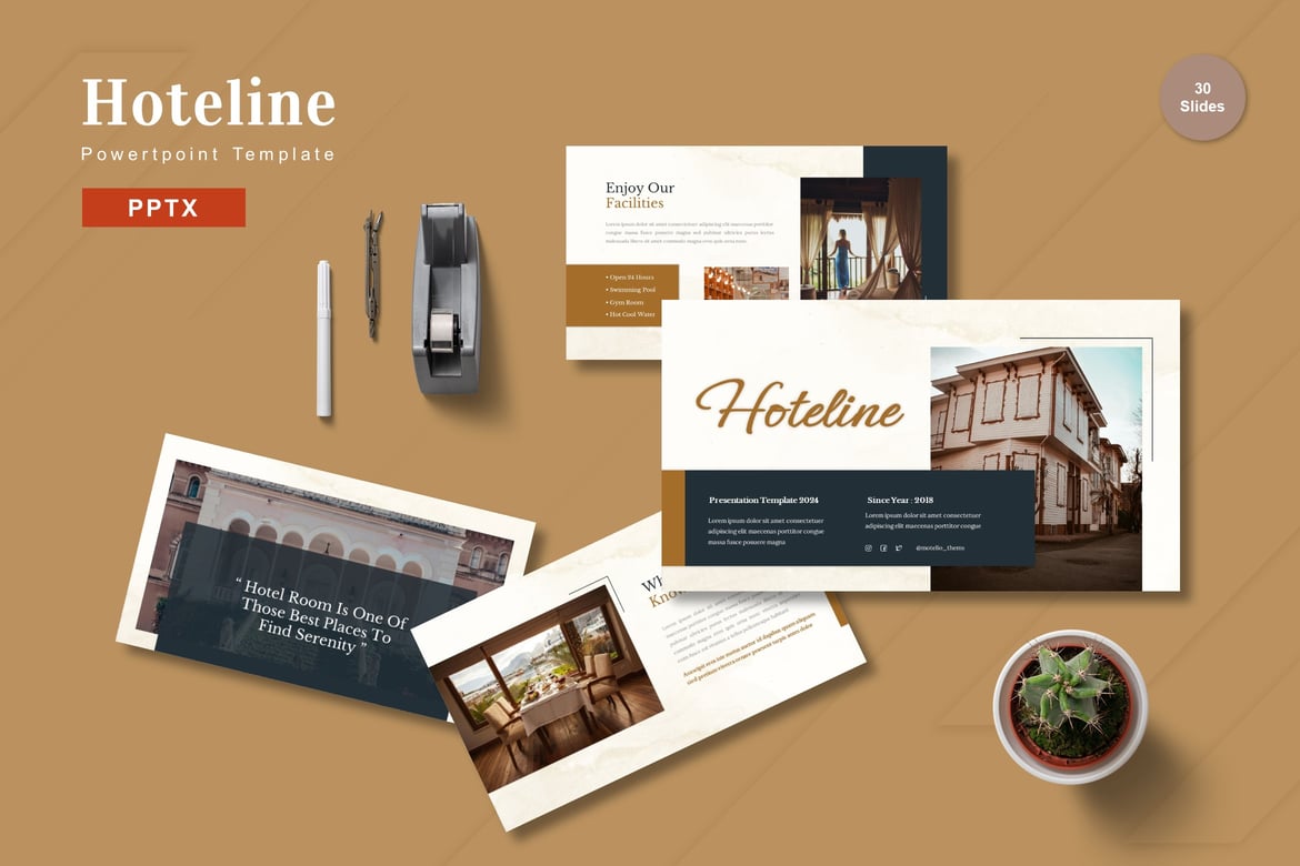 Template Presentasi PowerPoint Hoteline - Desain Menarik dan Profesional