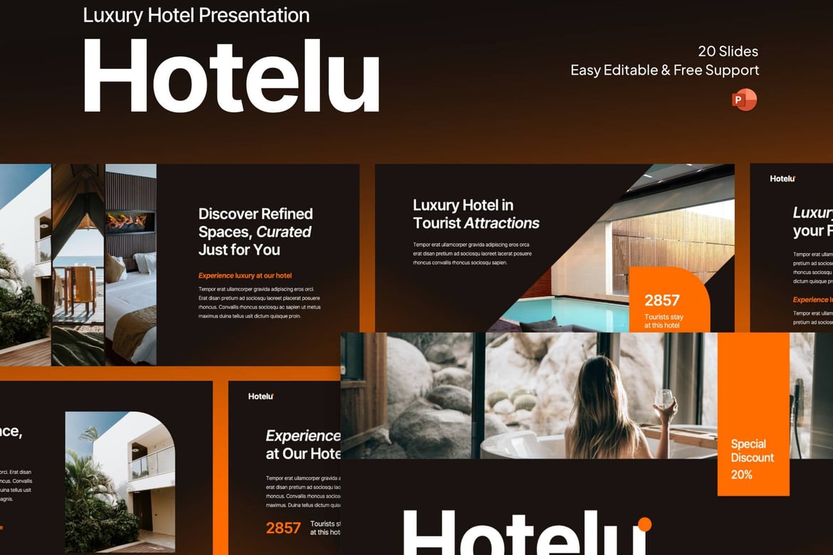 Hotelu - Template PowerPoint Hotel Mewah yang Menawan