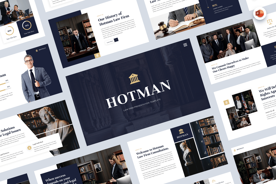 Template Presentasi PowerPoint Hotman - Solusi Profesional untuk Firma Hukum