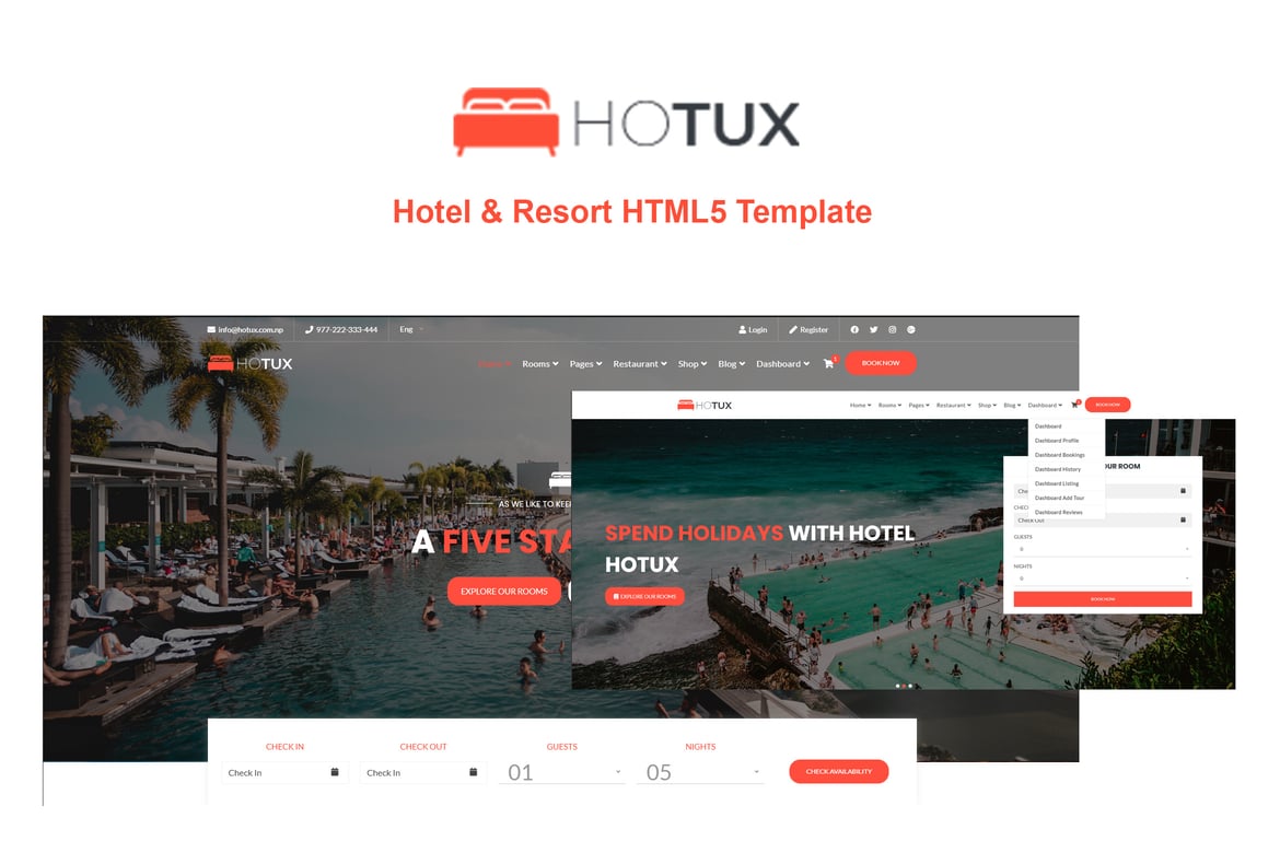 Template Website Hotel & Resort Modern - Hotux
