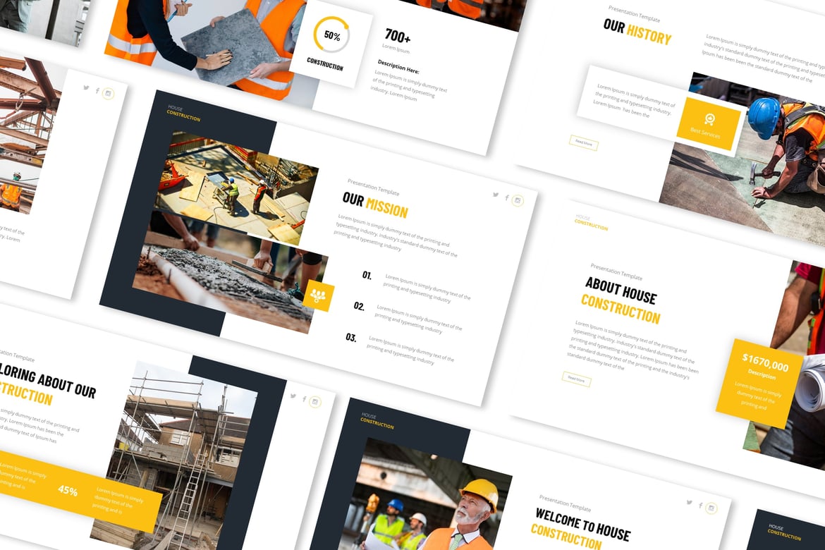 Template Presentasi PowerPoint Konstruksi Rumah yang Menarik