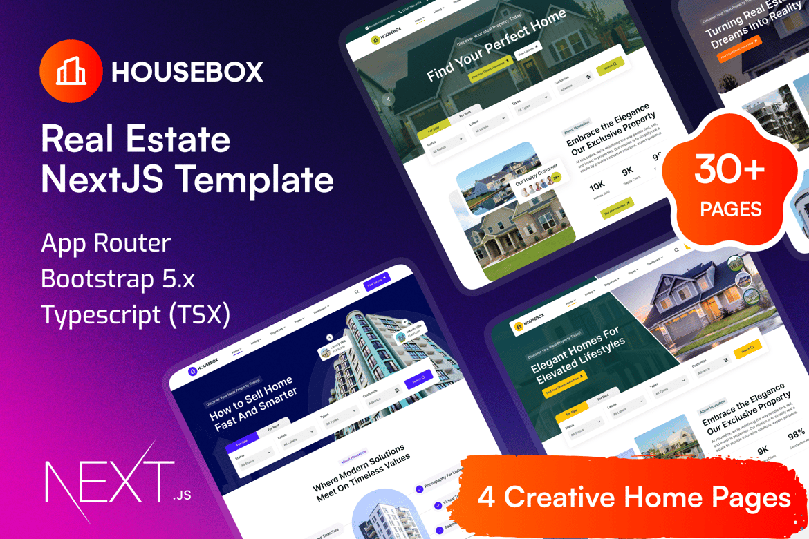 HouseBox - Template Website Real Estate NextJS Redux yang Inovatif
