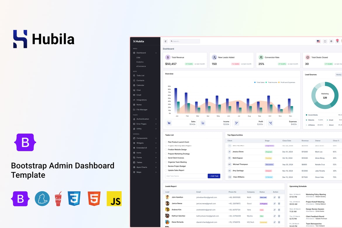 Hubila - Template Website Admin dan Dashboard yang Modern dan Responsif