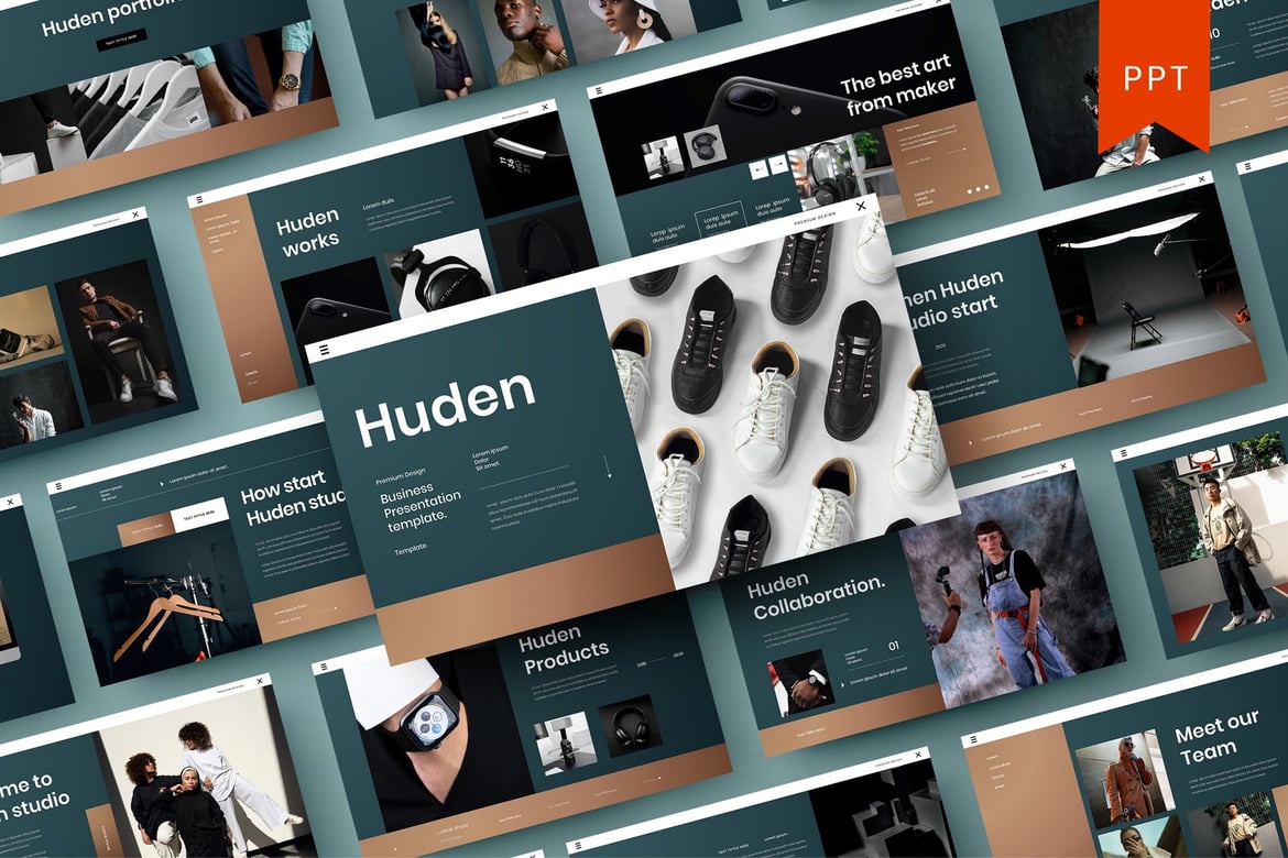 Huden – Template Presentasi PowerPoint Bisnis yang Menarik