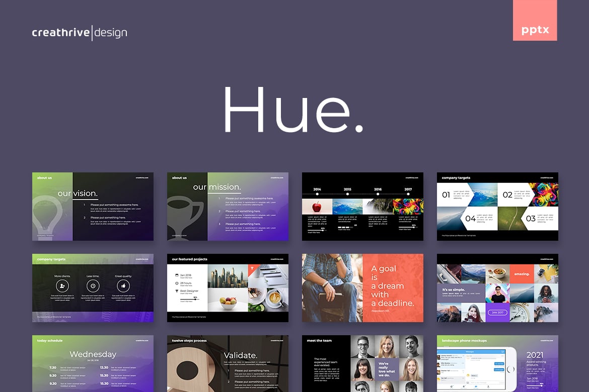Template PowerPoint Hue yang Menarik dan Profesional