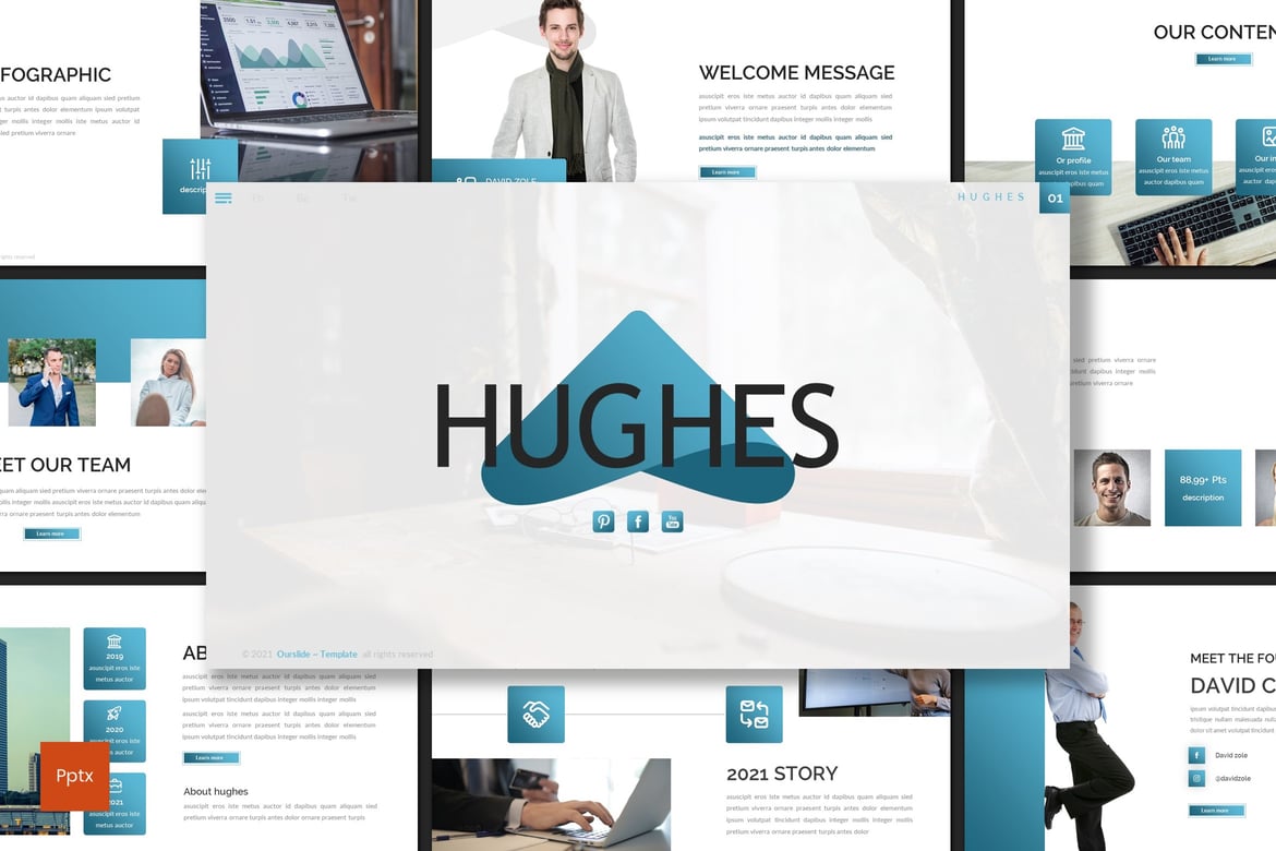 Template Presentasi Bisnis Hughes - Powerpoint Kreatif dan Minimalis