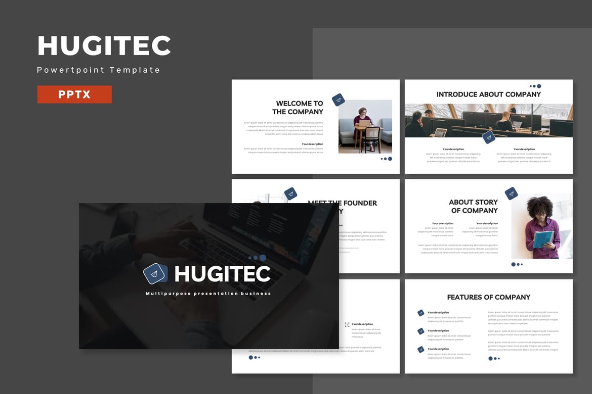 Hugitec - Template PowerPoint Serbaguna untuk Presentasi Profesional