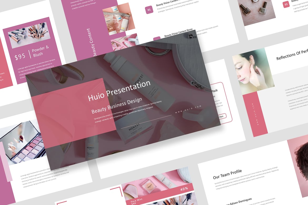 Huio: Template Presentasi Kecantikan yang Elegan dan Profesional