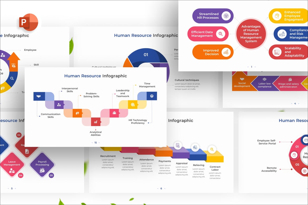 Template PowerPoint Infografis Manajemen Sumber Daya Manusia yang Menarik