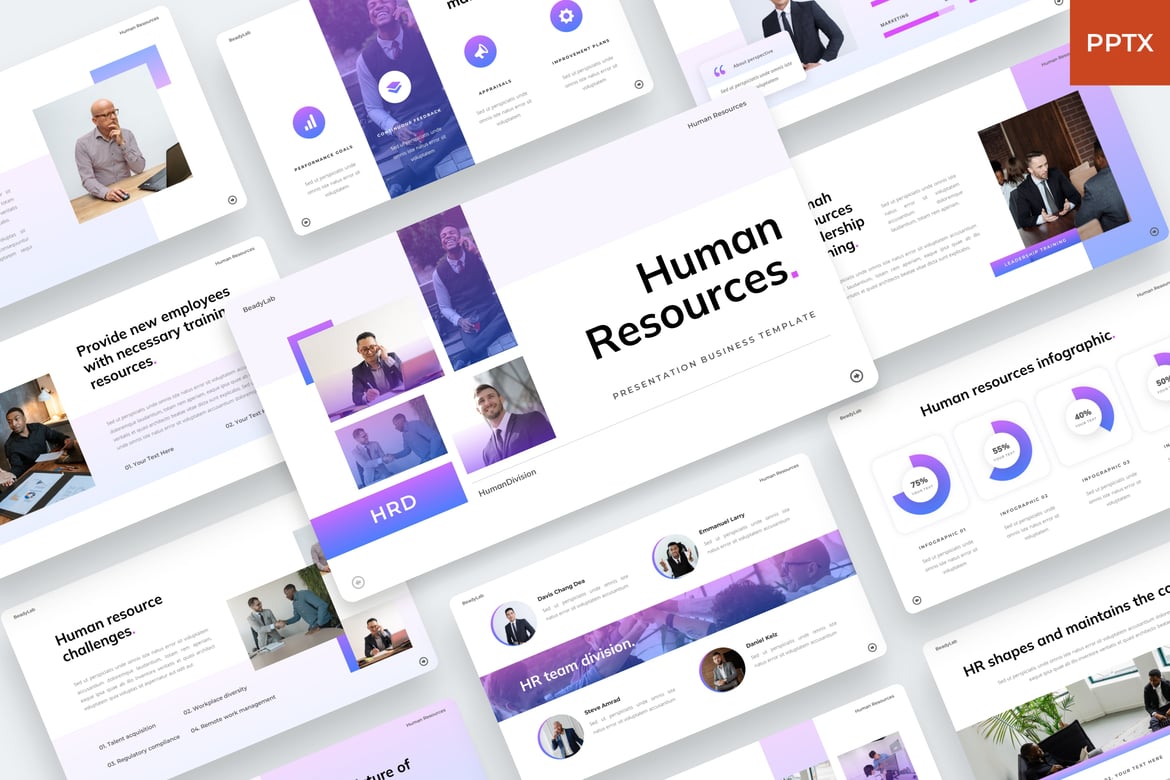 Template Presentasi PowerPoint Sumber Daya Manusia yang Kreatif dan Profesional